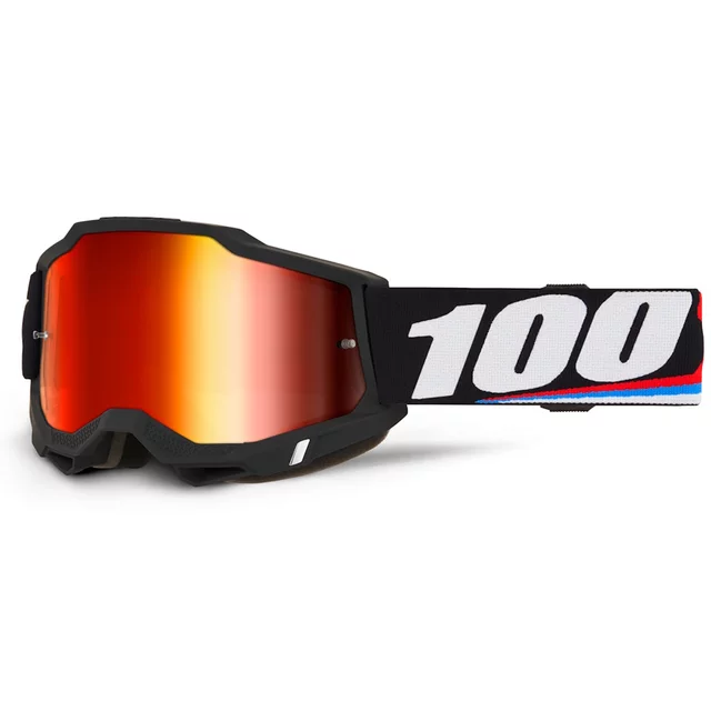 Motocross Goggles 100% Accuri 2 Mirror - Magnus černá, červené plexi - Magnus černá, červené plexi