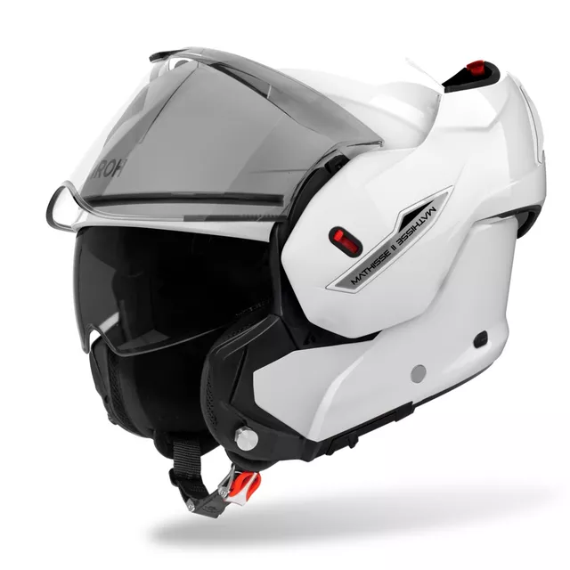 Flip-Up Motorcycle Helmet AIROH MATHISSE 2 Color P/J Glossy White