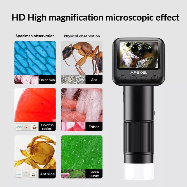 400x–800x Digital Microscope w/ LCD Display Apexel