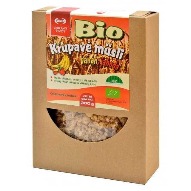 Organic crunchy muesli banana, strawberry