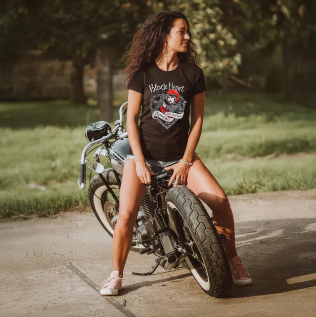 Women’s T-Shirt BLACK HEART Bike Girl - Black