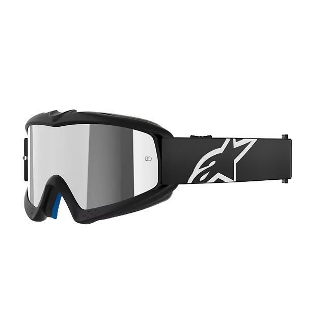 Children’s Motocross Goggles Alpinestars Vision Mirror Youth - Corp černá, zrcadlové stříbrné plexi