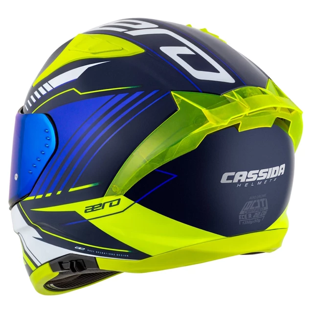 Motorcycle Helmet Cassida Aero Drome Blue/Fluo Yellow/Light Blue/White