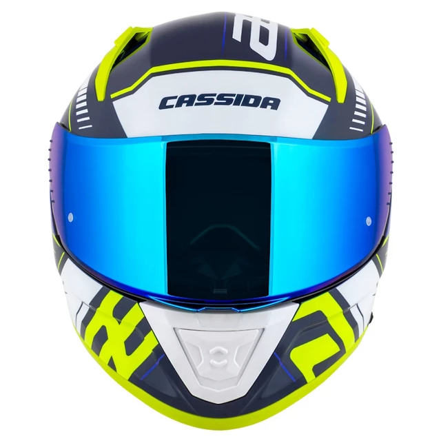 Motorcycle Helmet Cassida Aero Drome Blue/Fluo Yellow/Light Blue/White