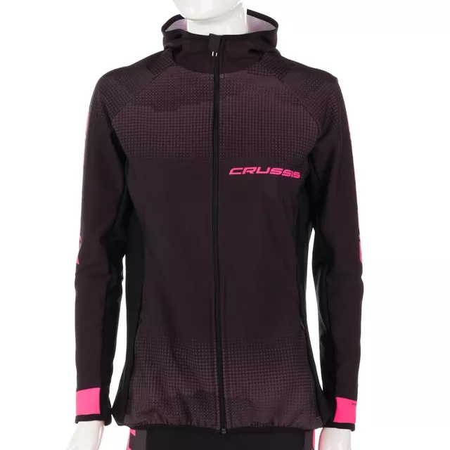 Women’s Hoodie CRUSSIS CSW-099 - Black-Pink