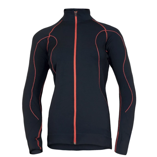 Ladies functional sweatshirt Brubeck FIT long-sleeve with zip - Black-Red