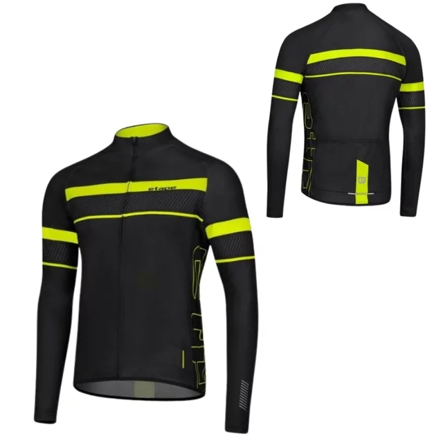 Men’s Long-Sleeve Cycling Jersey Etape Comfort 2.0 - Black/Fluo Yellow