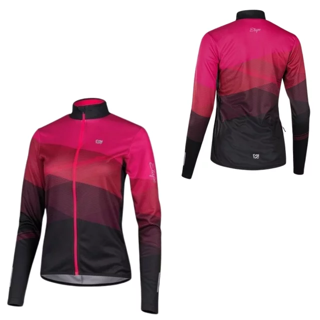 Women’s Long-Sleeve Cycling Jersey Etape Gaia - magenta/černá - magenta/černá