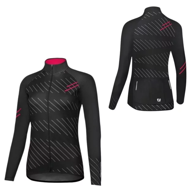 Women’s Long-Sleeve Cycling Jersey Etape Gaia 2.0 - Black/Pink - Black/Pink
