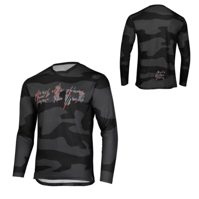 Men’s Long-Sleeve Cycling Jersey Etape Rocky - Black/Red - Black/Red