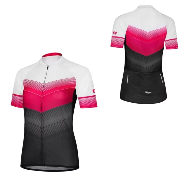 Women’s Short-Sleeve Cycling Jersey Etape Violet - růžová/černá - růžová/černá