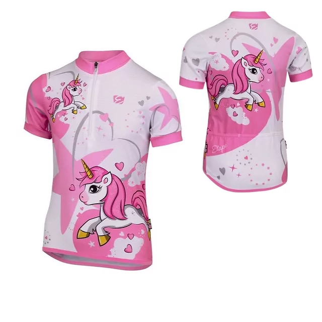 Children’s Cycling Jersey Etape Rio - Blue - bílá/růžová (jednorožec)