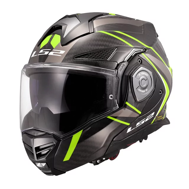 Flip-Up Motorcycle Helmet LS2 FF901 Advant X C Future II H-V Yellow P/J