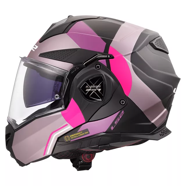 Flip-Up Motorcycle Helmet LS2 FF901 Advant X Ultra Gray Purple P/J