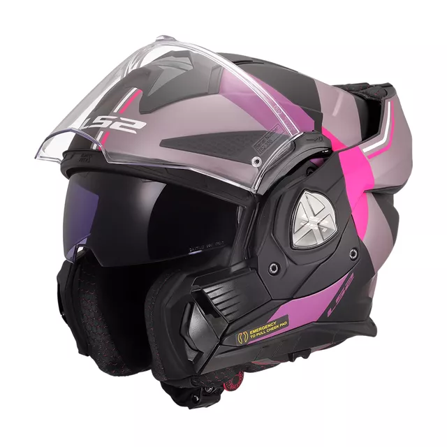 Flip-Up Motorcycle Helmet LS2 FF901 Advant X Ultra Gray Purple P/J