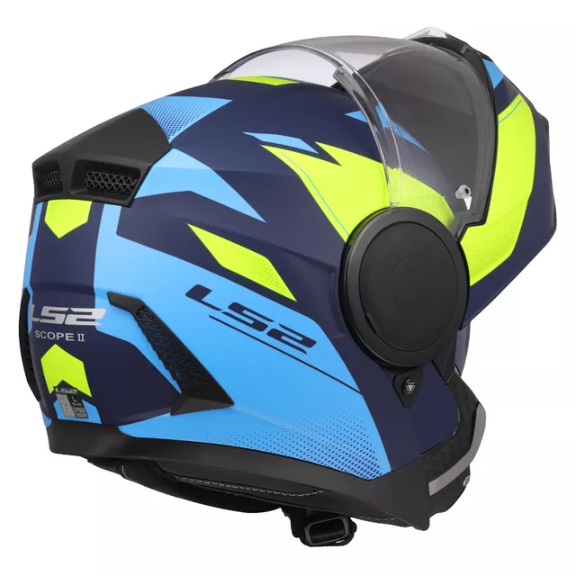 Flip-Up Motorcycle Helmet LS2 FF902 Scope II Duria Blue H-V Yellow