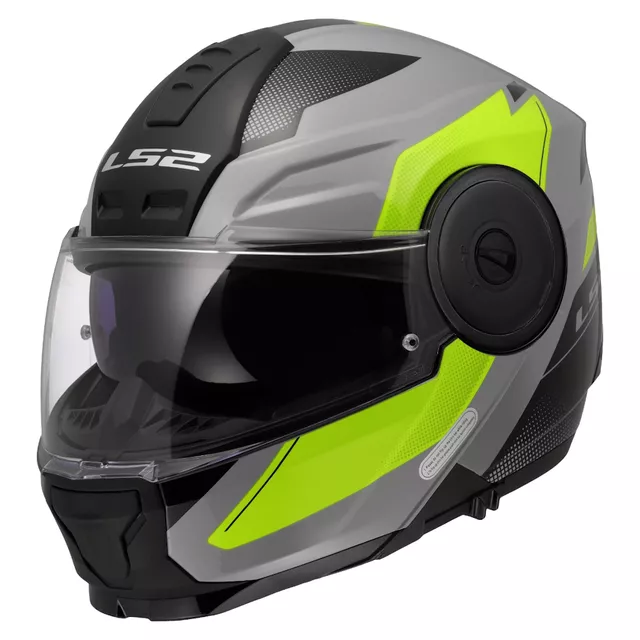 Flip-Up Motorcycle Helmet LS2 FF902 Scope II Duria Gray H-V Yellow