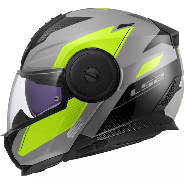 Flip-Up Motorcycle Helmet LS2 FF902 Scope II Duria Gray H-V Yellow