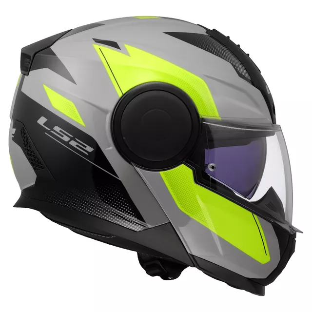 Flip-Up Motorcycle Helmet LS2 FF902 Scope II Duria Gray H-V Yellow