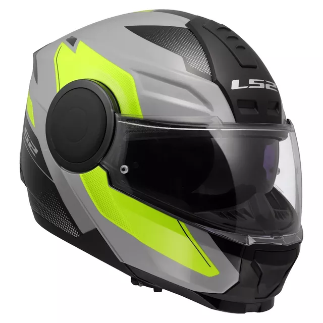 Flip-Up Motorcycle Helmet LS2 FF902 Scope II Duria Gray H-V Yellow