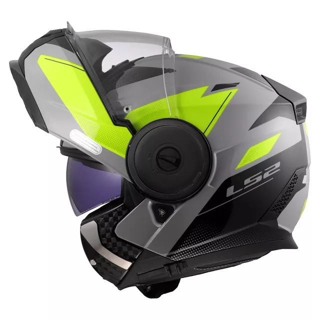 Flip-Up Motorcycle Helmet LS2 FF902 Scope II Duria Gray H-V Yellow