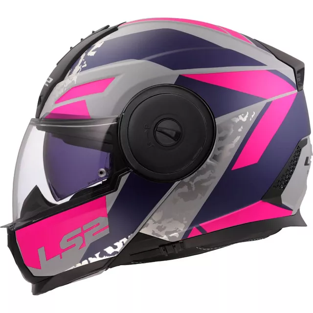 Flip-Up Motorcycle Helmet LS2 FF902 Scope II Oxyd Gray Blue Purple