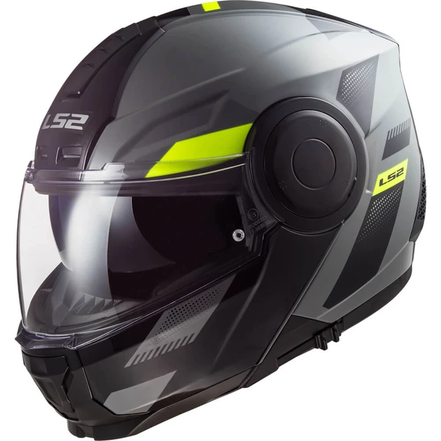 Flip-Up Motorcycle Helmet LS2 FF902 Scope Gray H-V Yellow