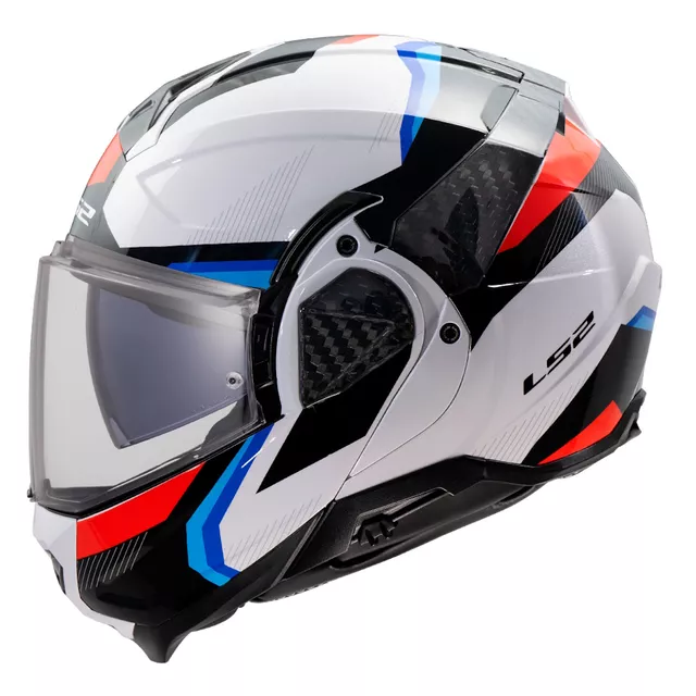 Flip-Up Motorcycle Helmet LS2 FF910 Advant II Triple White Blue Red P/J