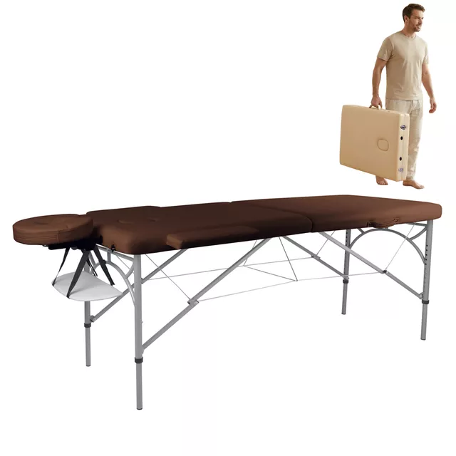 Massage Table inSPORTline Tamati 2-Piece Aluminium - Brown - Brown
