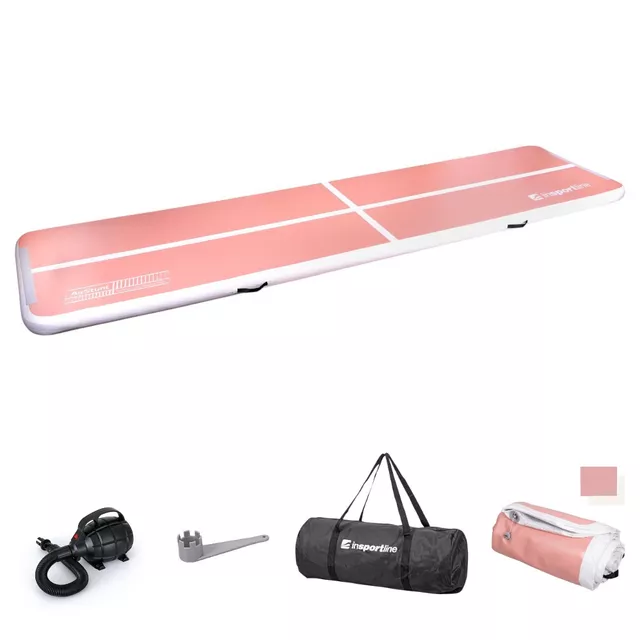 Inflatable Exercise Mat inSPORTline Airstunt 500 x 100 x 10 cm Coral Pink w/ Electric Pump