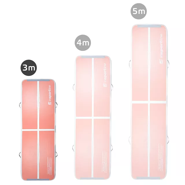 Inflatable Exercise Mat inSPORTline Airstunt 300 x 100 x 10 cm Coral Pink w/ Electric Pump