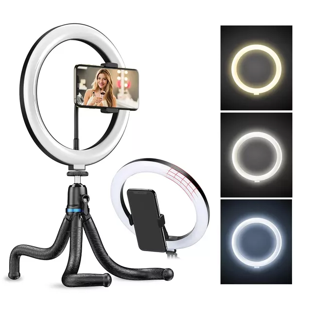 10" LED Ring Light Apexel w/ Flexible Tripod