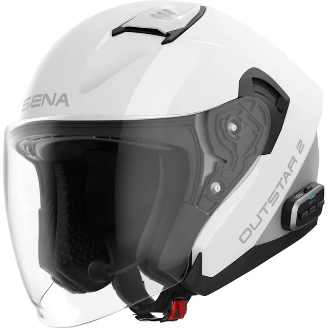 Motorcycle Helmet w/ Integrated Headset SENA Outstar 2 - Glossy White - Glossy White