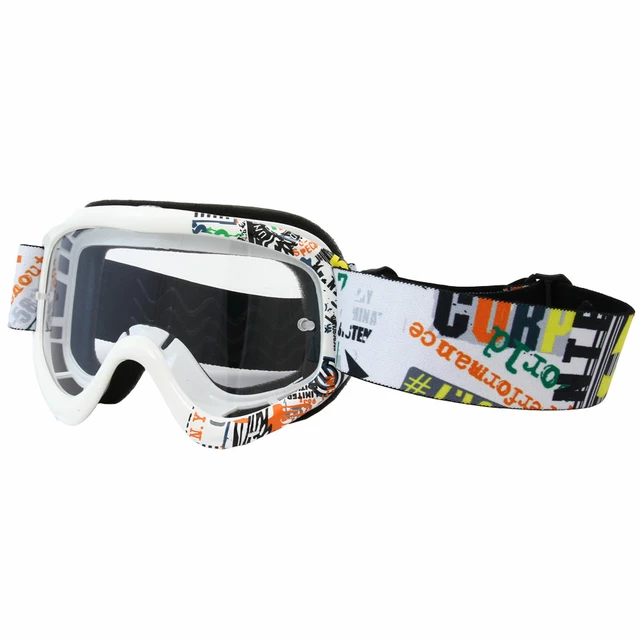 Junior motorcycles glasses W-TEC Benford with graphics - Black Graphics - White Graphics