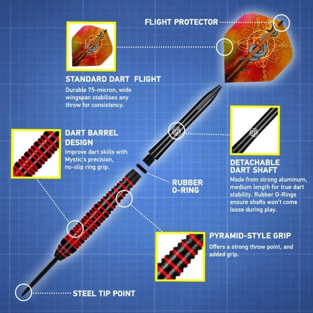 Darts Shot Value Range Mystic Red Plated Brass Steel – 3-Pack