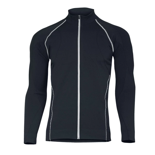 Men's functional sweatshirt Brubeck FIT long-sleeve - long zip - Black-Grey
