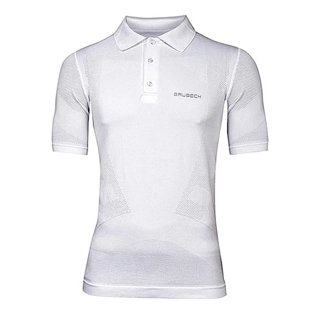 Men's functional T-shirt Polo Brubeck PRESTIGE with collar - White