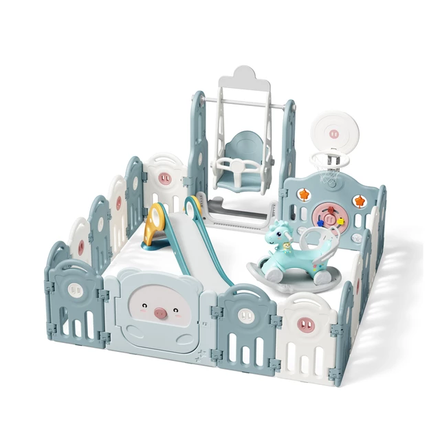 Plastic Playpen w/ Accessories inSPORTline Piglino 178 x 184 cm - Blue
