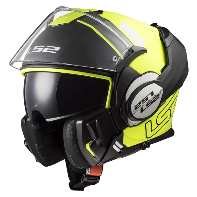 Flip-Up Motorcycle Helmet LS2 FF399 Valiant Lumen / H-V Yellow - Prox Matt H-V Yellow Black