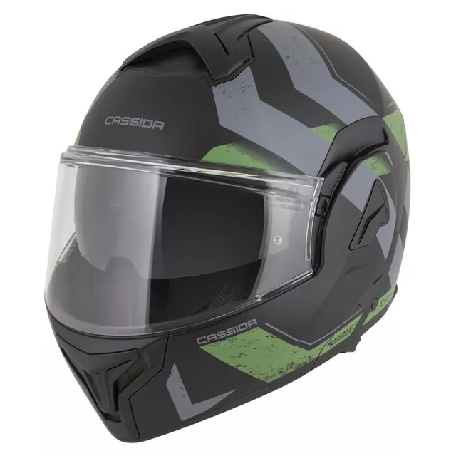 Flip-Up Motorcycle Helmet Cassida MultiFlip Korp P/J - černá matná/tmavě šedá/šedá - černá matná/zelená/šedá