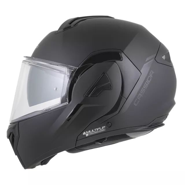 Flip-Up Motorcycle Helmet Cassida MultiFlip Solid BlackOut P/J - černá matná/černá