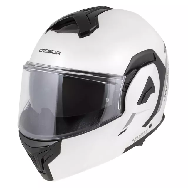 Flip-Up Motorcycle Helmet Cassida MultiFlip Solid P/J - bílá perleť/černá