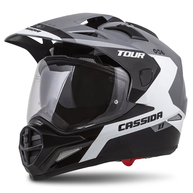 Motorcycle Helmet Cassida Tour 1.1 Spectre - Matt Army Green/Grey/Orange/Black - Grey/White/Black