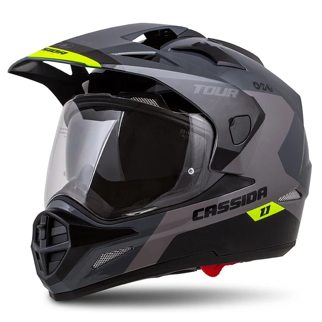 Motorcycle Helmet Cassida Tour 1.1 Spectre - Matt Army Green/Grey/Orange/Black - Grey/Light Grey/Fluo Yellow/Black