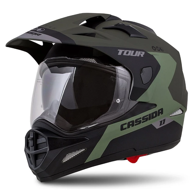 Motorcycle Helmet Cassida Tour 1.1 Spectre - Matt Army Green/Grey/Orange/Black - Matt Army Green/Grey/Black