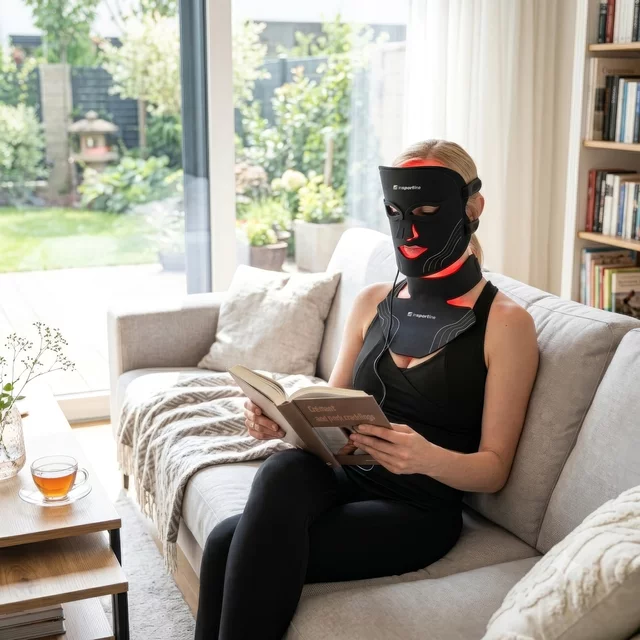 LED Infrared Light Therapy Face Mask inSPORTline Radora & Neck and Neckline Mask inSPORTline Rademis 2,500 mAh