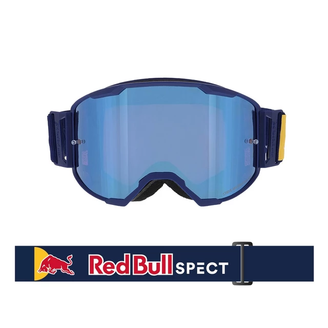 Motocross Goggles Red Bull Spect Strive Panovision, Matte Blue, Blue Mirrored Lens