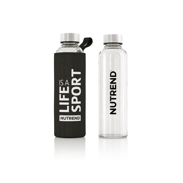 Glass Water Bottle with Thermal Cover Nutrend Active Lifestyle 500ml - Black - Black