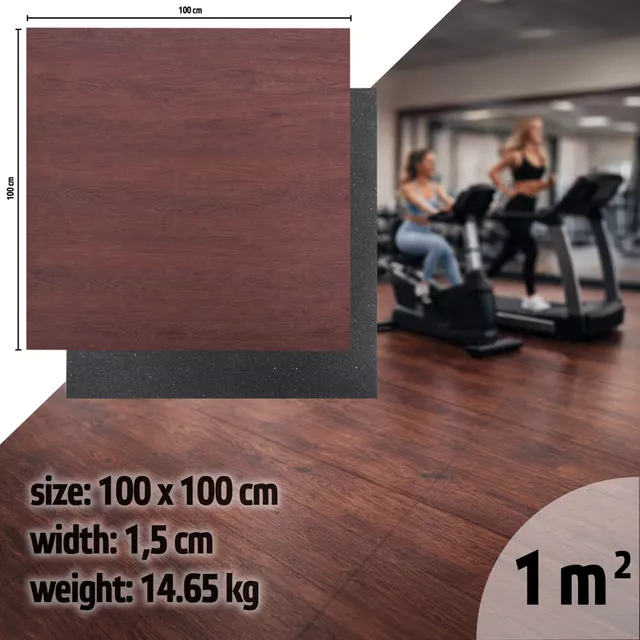 Heavy-Duty Floor Mat inSPORTline Luxteko Flat 100 x 100 x 1.5 cm - mramor - Wood