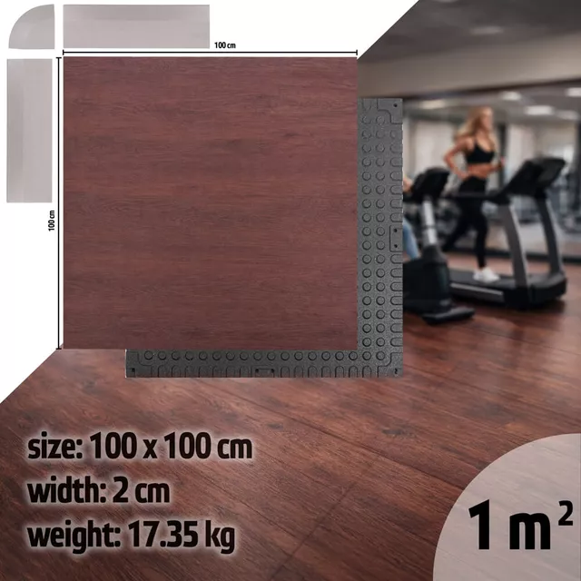 Heavy-Duty Floor Mat inSPORTline Luxteko Waffle 100 x 100 x 2 cm - Wood